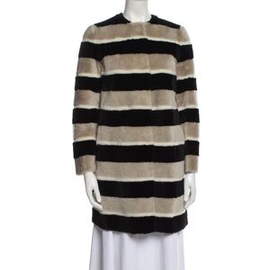 Max Mara Lamb Fur Colorblock Pattern Fur Women's Coat Size: XS